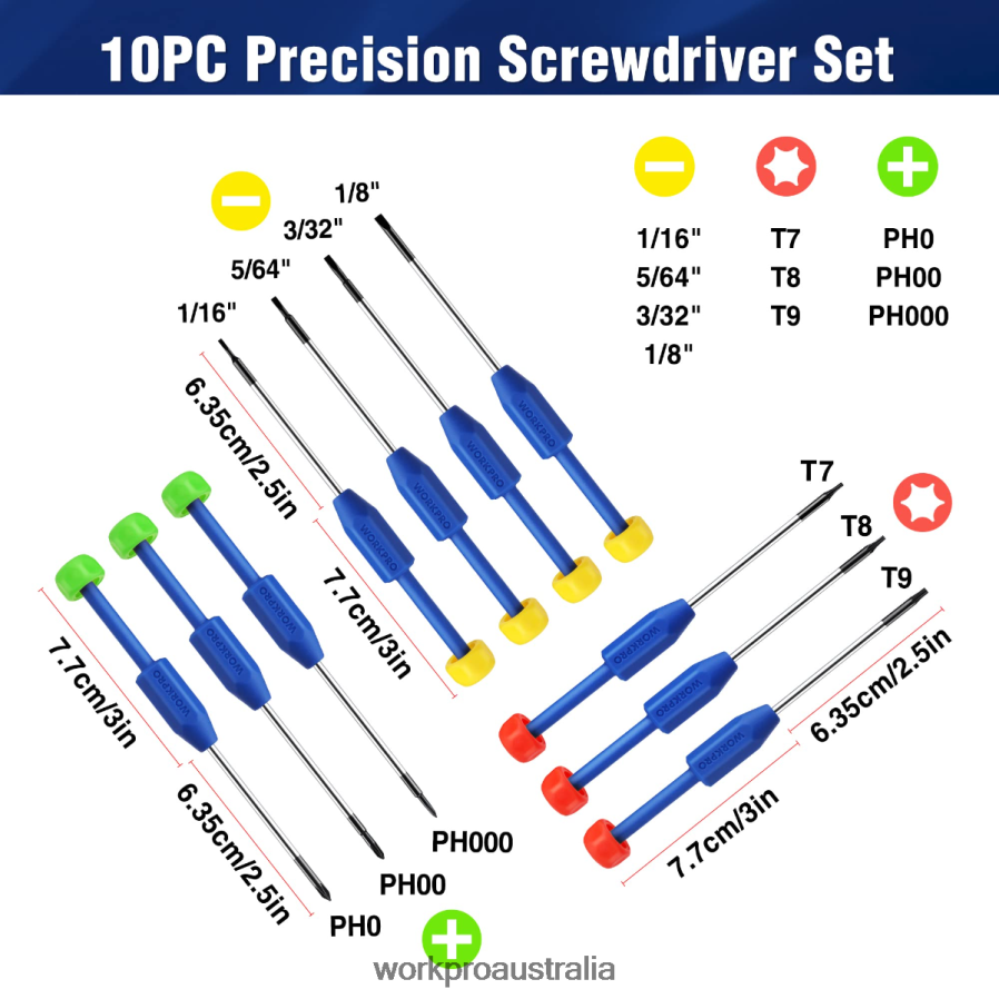 WORKPRO 10-Pcs Precision Screwdriver Set with Case Phillips Slotted Torx Star Magnetic Screwdriver Repair Tool Kit Non-Slip Grip D4R0VT103 Tool New