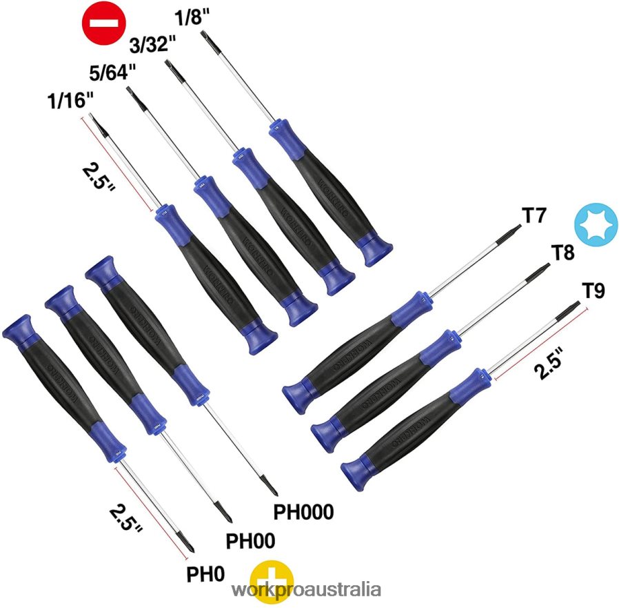WORKPRO 10 Pcs Precision Screwdriver Set with Pouch D4R0VT100 Tool Useful