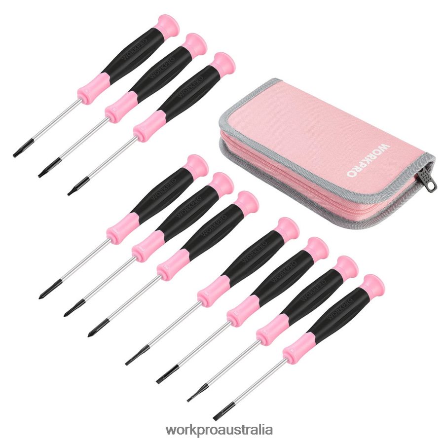 WORKPRO 10 Pcs Precision Screwdriver Set with Pouch Phillips Slotted Torx Star Magnetic Tip Small Screwdriver Repair Kit D4R0VT255 Tool Pink