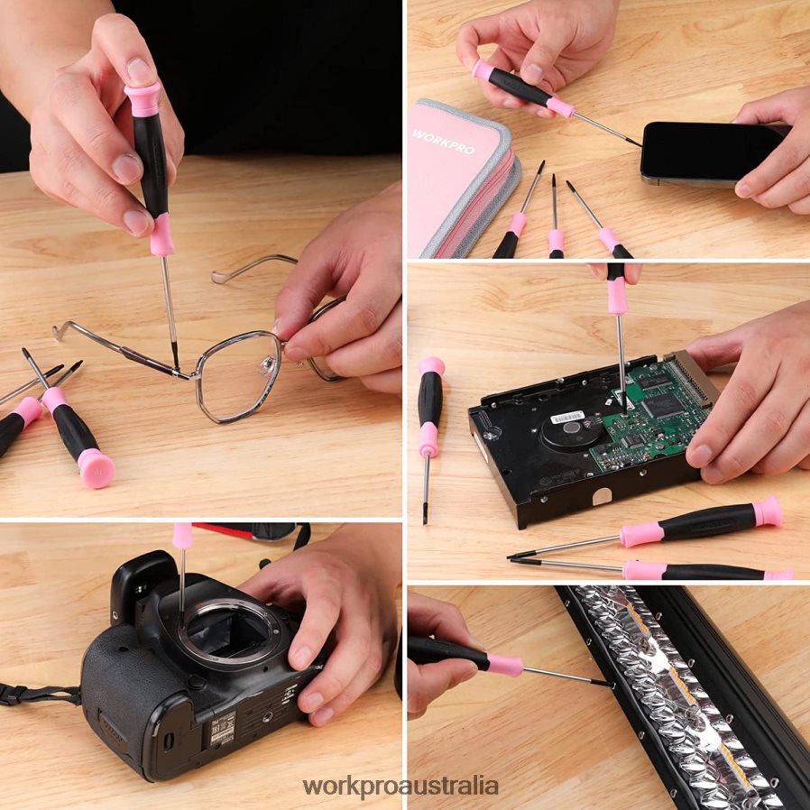 WORKPRO 10 Pcs Precision Screwdriver Set with Pouch Phillips Slotted Torx Star Magnetic Tip Small Screwdriver Repair Kit D4R0VT255 Tool Pink