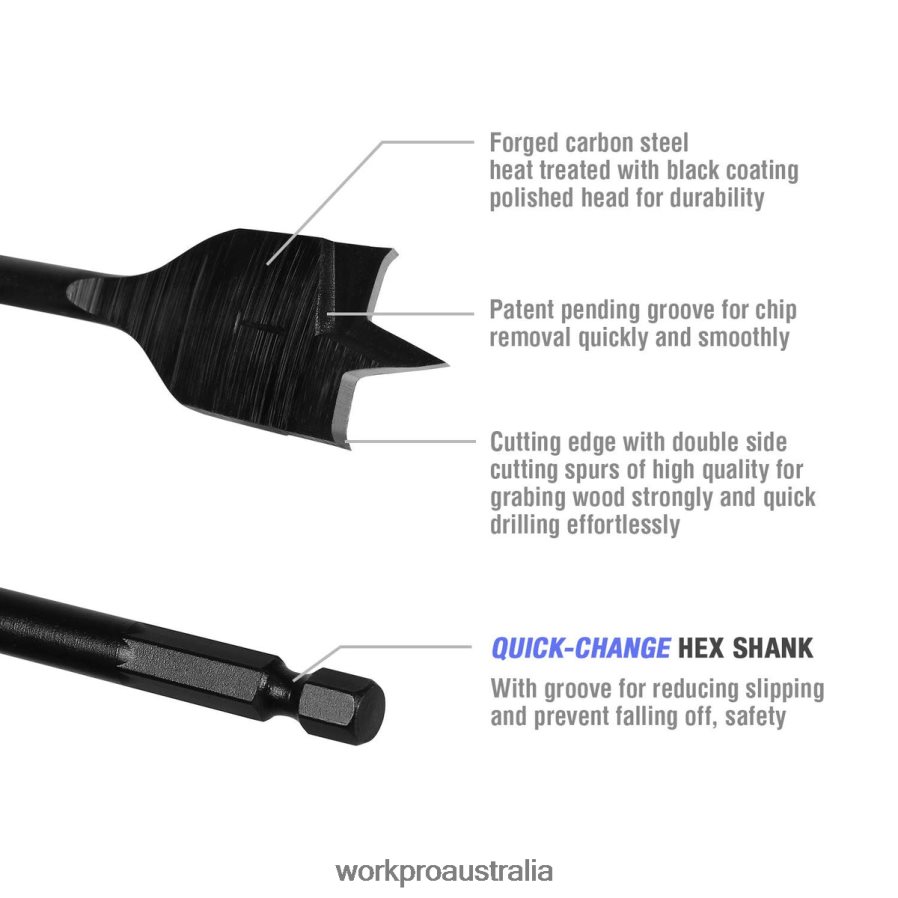 WORKPRO 10 Pcs Premium Carbon Steel Pro Spade Drill Bit Set D4R0VT192 Tool Helpful