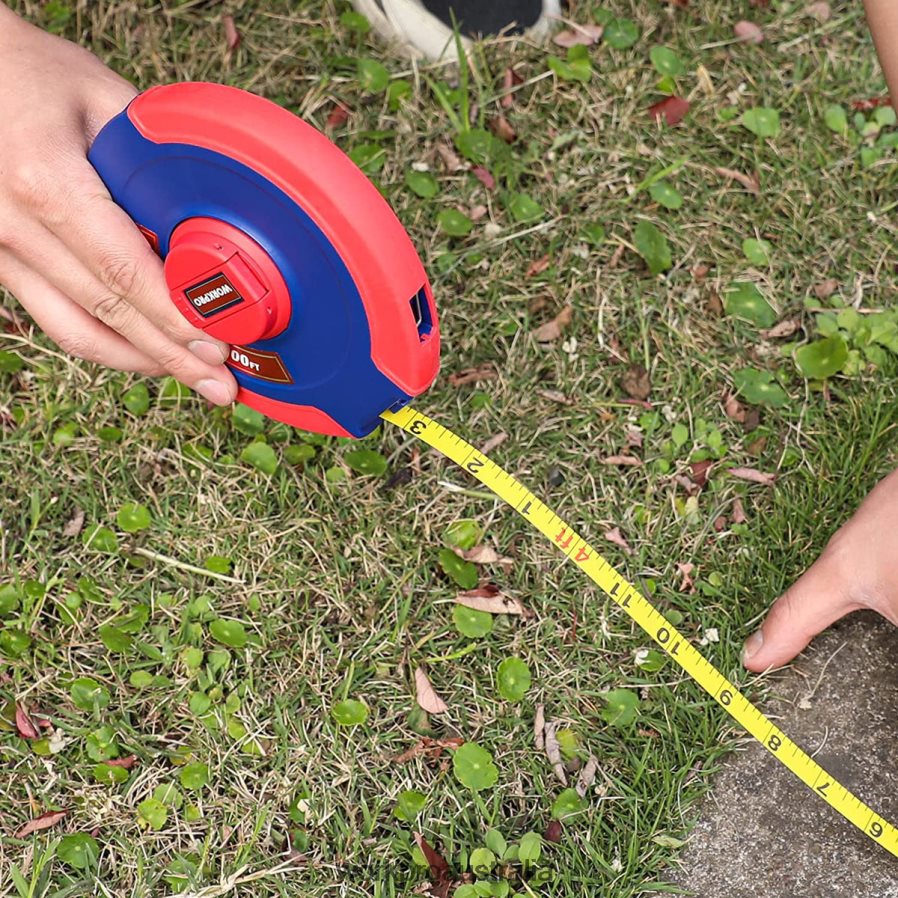 WORKPRO 100 FT Tape Measure Closed Reel Steel Long Tape with Foldable Handle Shock-Resistant Case D4R0VT106 Tool New