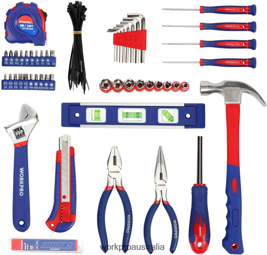 WORKPRO 100 Pcs Kitchen Drawer Household Hand Tool Set with Easy Carrying Pouch D4R0VT304 Tool Helpful