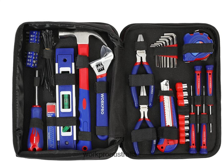 WORKPRO 100 Pcs Kitchen Drawer Household Hand Tool Set with Easy Carrying Pouch D4R0VT304 Tool Helpful