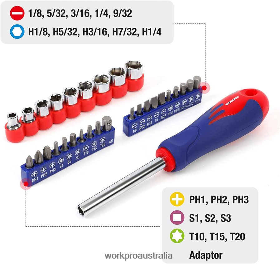 WORKPRO 100 Pcs Kitchen Drawer Household Hand Tool Set with Easy Carrying Pouch D4R0VT304 Tool Helpful