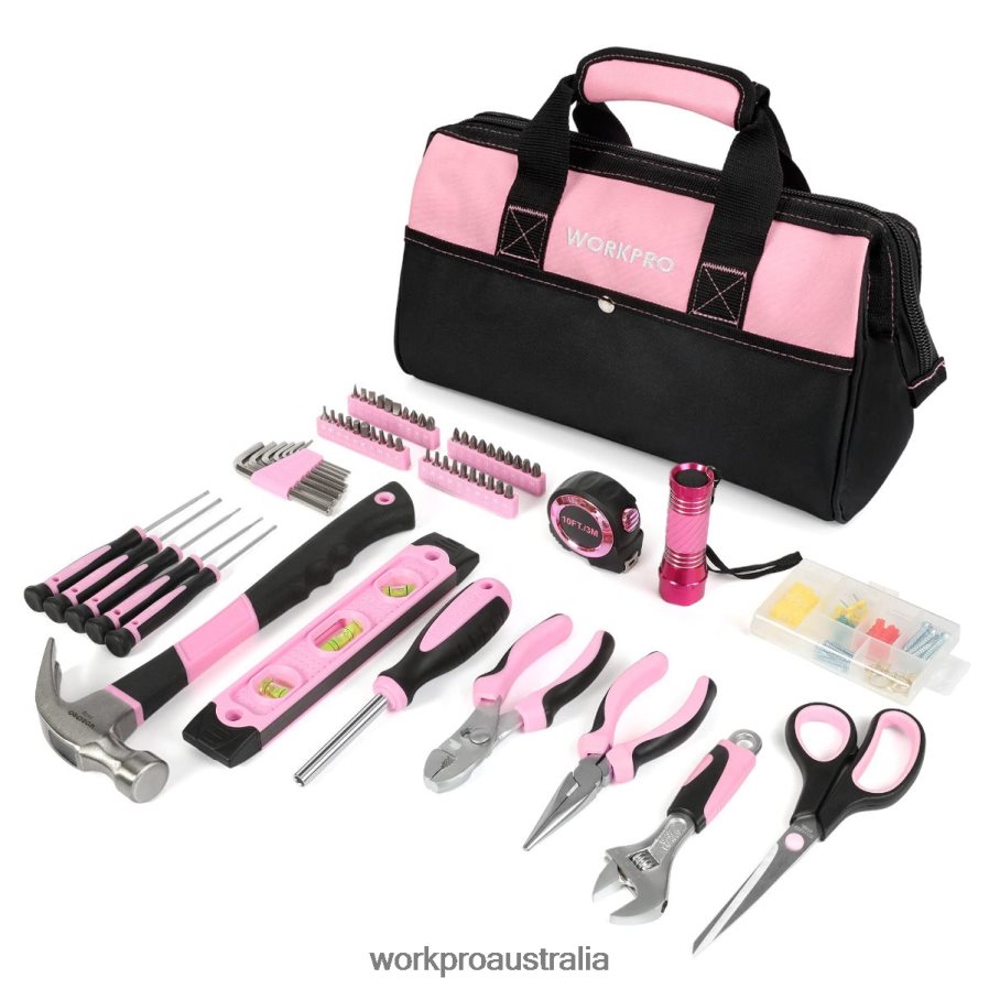 WORKPRO 106 Pcs Ladys Home Repairing Tool Set with Wide Mouth Open Storage Bag D4R0VT245 Tool Helpful