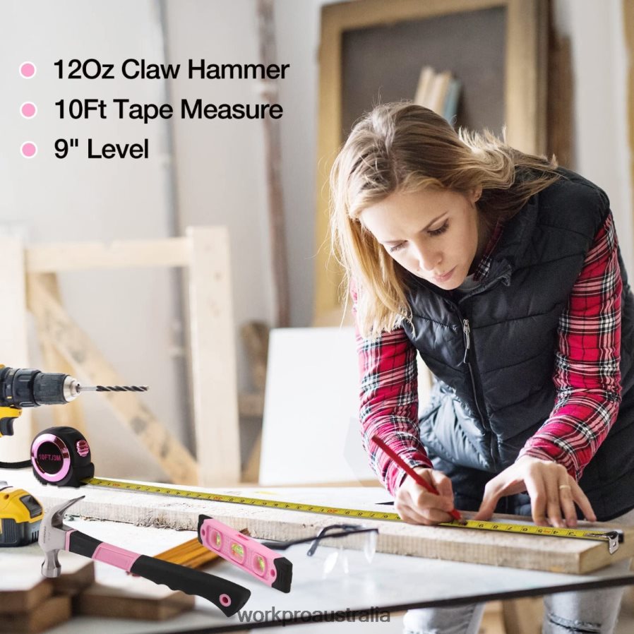 WORKPRO 106 Pcs Lady\s Home Repairing Tool Set with Wide Mouth Open Storage Bag D4R0VT245 Tool Helpful