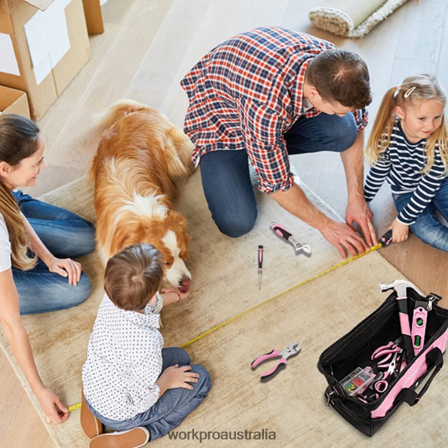 WORKPRO 106 Pcs Lady\s Home Repairing Tool Set with Wide Mouth Open Storage Bag D4R0VT245 Tool Helpful