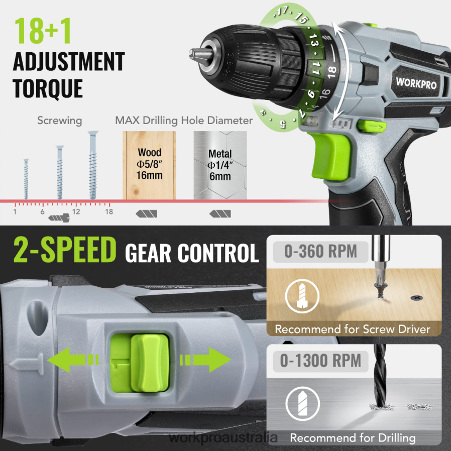 WORKPRO 108-Piece Portable Tool Set with Power Drill D4R0VT173 Tool Pink/Grey