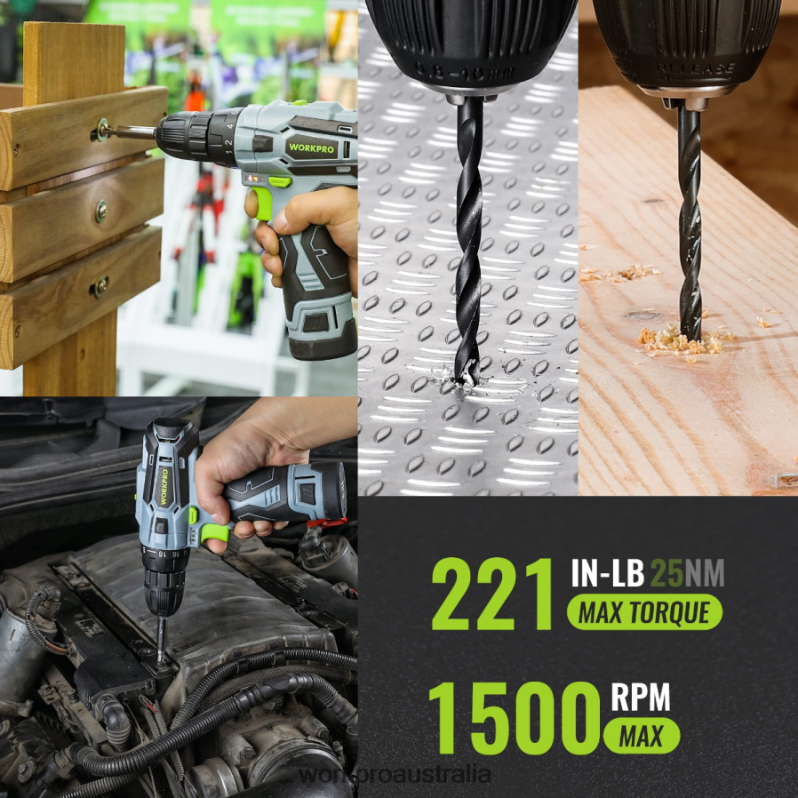 WORKPRO 108-Piece Portable Tool Set with Power Drill D4R0VT173 Tool Pink/Grey