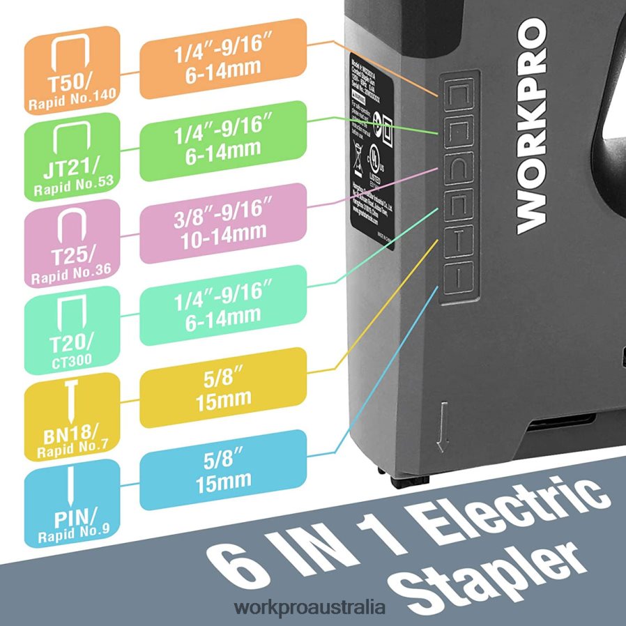 WORKPRO 110V 6 in 1 Electric Stapler Tacker for DIY Project of Woodworking D4R0VT167 Tool Useful