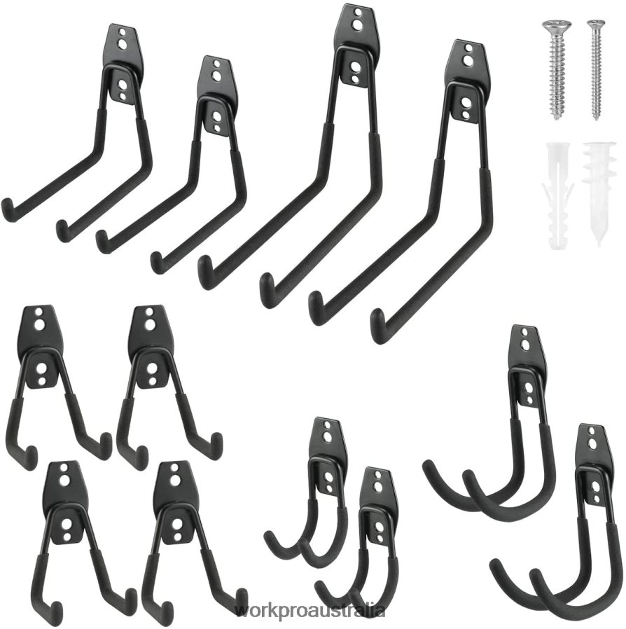 WORKPRO 12 Pcs Garage Hook Set Heavy Duty Steel Garage Hangers Utility Wall Mount Hooks Tool Hangers for Bikes Garden Tools Ladders and Bulky Items D4R0VT133 Tool Useful