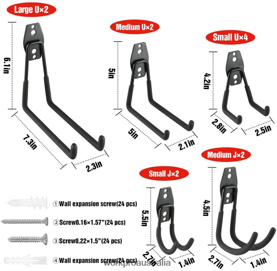 WORKPRO 12 Pcs Garage Hook Set Heavy Duty Steel Garage Hangers Utility Wall Mount Hooks Tool Hangers for Bikes Garden Tools Ladders and Bulky Items D4R0VT133 Tool Useful