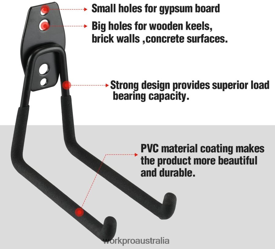 WORKPRO 12 Pcs Garage Hook Set Heavy Duty Steel Garage Hangers Utility Wall Mount Hooks Tool Hangers for Bikes Garden Tools Ladders and Bulky Items D4R0VT133 Tool Useful