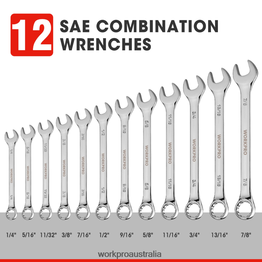 WORKPRO 12 Pcs Metric 8-19mm Premium Cr-V Combination Wrench Set D4R0VT95 Tool New