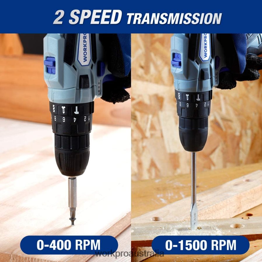 WORKPRO 12V 2-Speed Cordless Drill Driver Kit 2 Li-Ion Batteries 2000 mAh and Fast Charger D4R0VT168 Tool Morden
