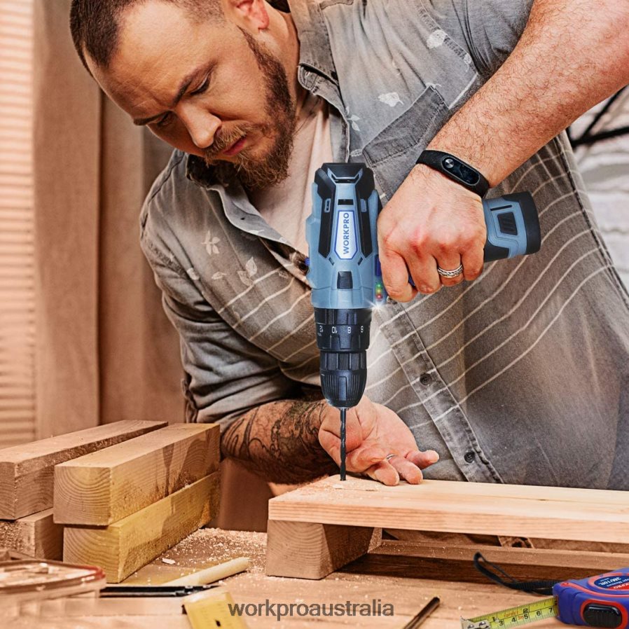 WORKPRO 12V 2-Speed Cordless Drill Driver Kit 2 Li-Ion Batteries 2000 mAh and Fast Charger D4R0VT168 Tool Morden