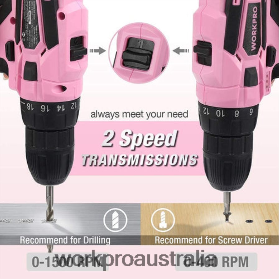 WORKPRO 12V Cordless Drill Driver Kit  103 Pcs Tool Kit  8 Pcs Magnetic Screwdrivers Set  6-in-1 Staple Gun D4R0VT315 Tool Pink