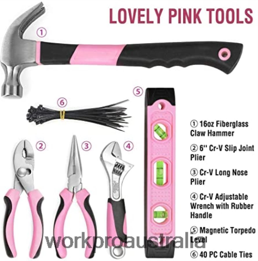 WORKPRO 12V Cordless Drill Driver Kit  103 Pcs Tool Kit  8 Pcs Magnetic Screwdrivers Set  6-in-1 Staple Gun D4R0VT315 Tool Pink