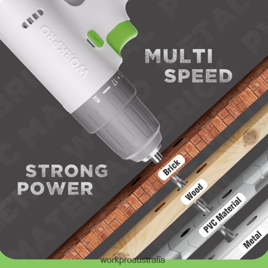 WORKPRO 12V Cordless Drill Driver Set with 6 Pcs Bits 3/8-Inch Keyless Chuck Variable Speed 18 Touque Setting D4R0VT175 Tool Pink/White