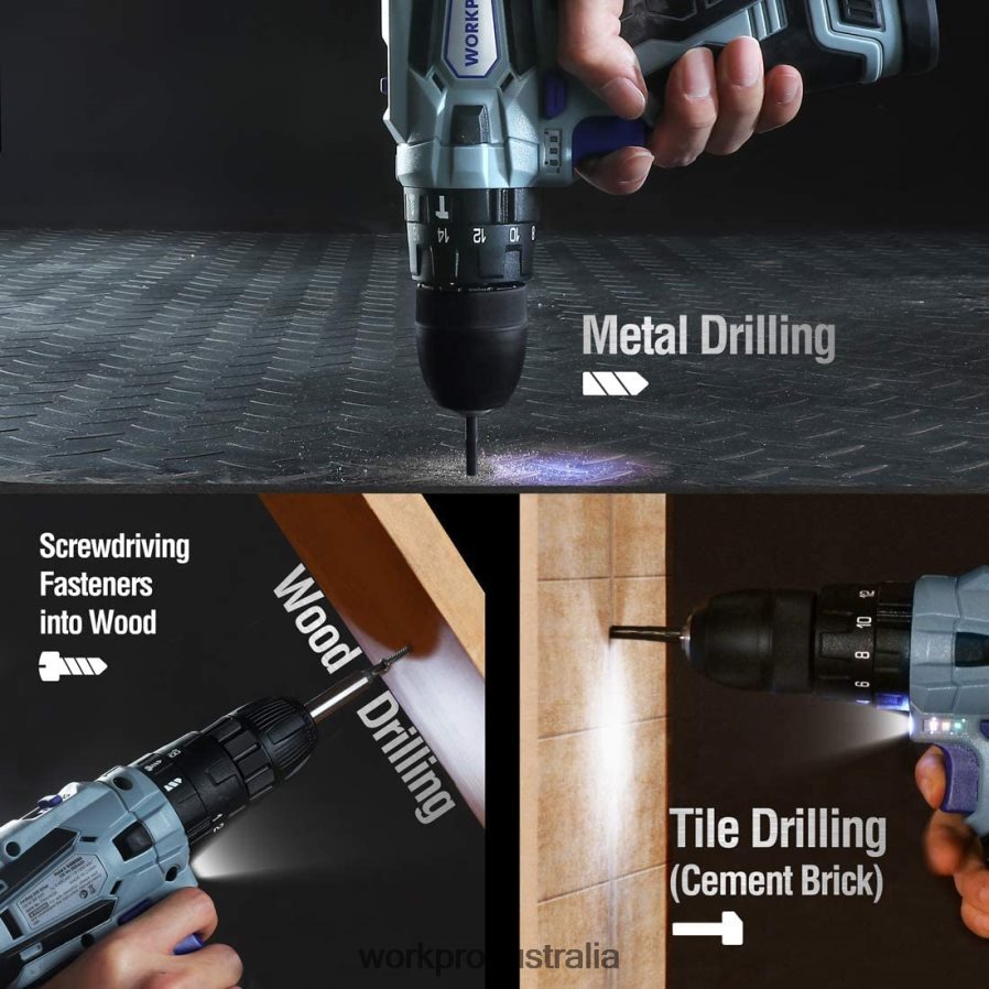 WORKPRO 12V Cordless Drill and Home Tool Kit 177 Pcs Combo Kit with Tool Bag D4R0VT171 Tool Useful