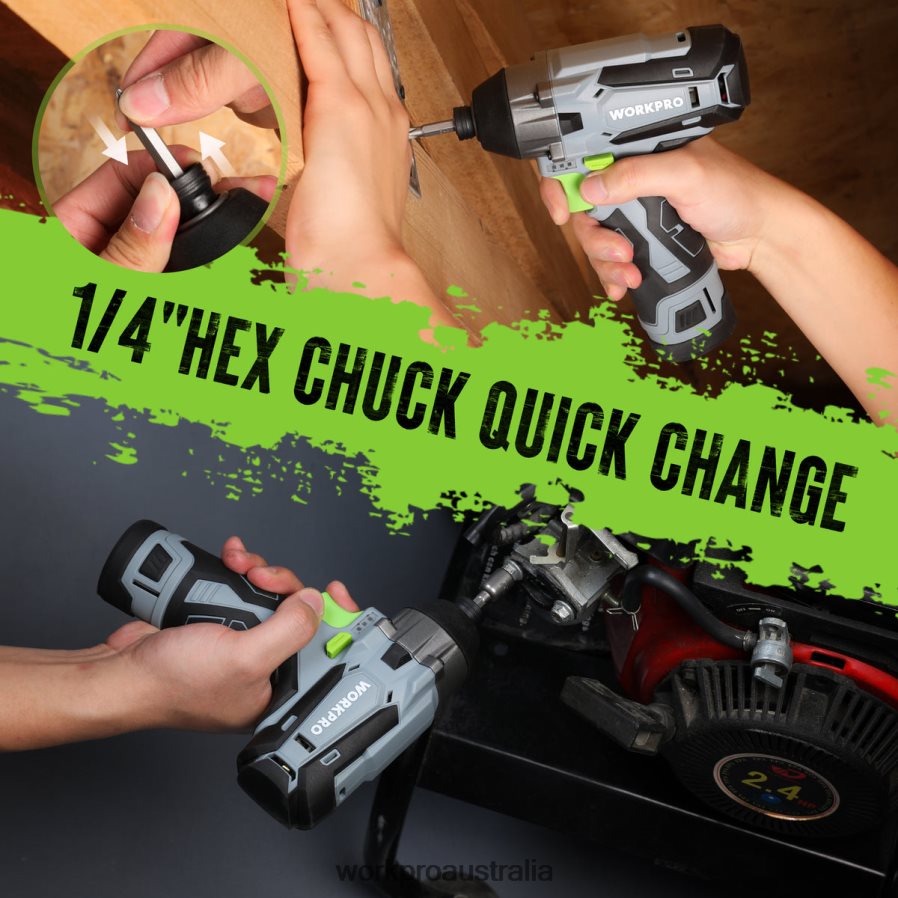 WORKPRO 12V Cordless Impact Driver Kit Hex Electric Impact Drill/Driver Set with 20Ah Lithium-ion Battery D4R0VT190 Tool New