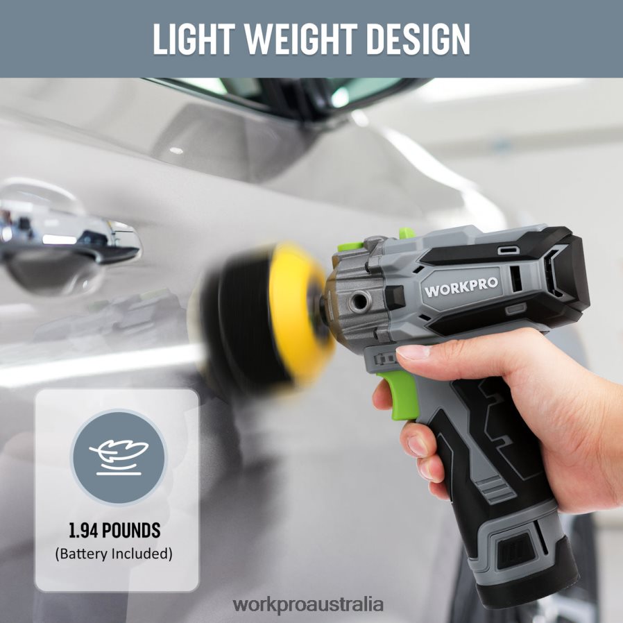 WORKPRO 12V Cordless Polisher Mini Car Detailing Buffer  Sander Machine Kit with 2 Li-Ion Batteries D4R0VT229 Tool Useful