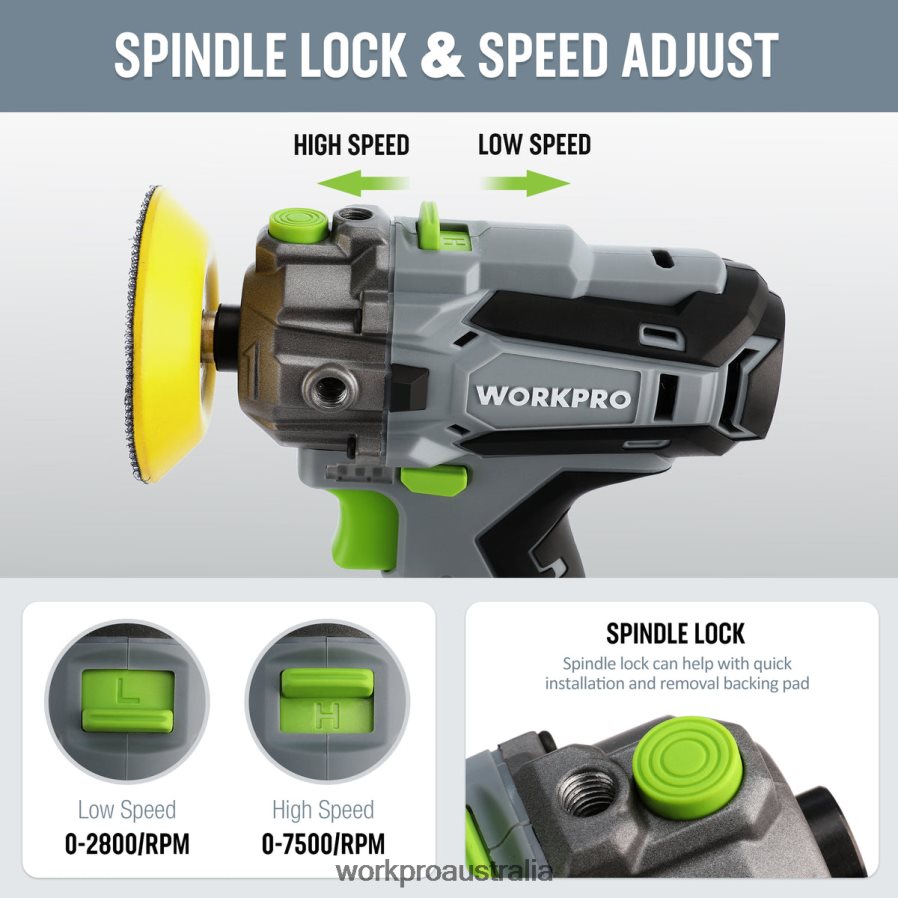 WORKPRO 12V Cordless Polisher Mini Car Detailing Buffer  Sander Machine Kit with 2 Li-Ion Batteries D4R0VT229 Tool Useful