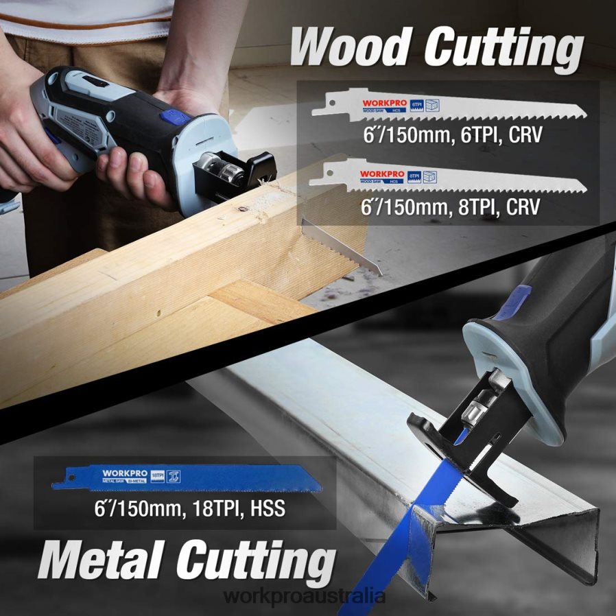 WORKPRO 12V Cordless Reciprocating Saw with Clamping Jaw D4R0VT185 Tool Useful