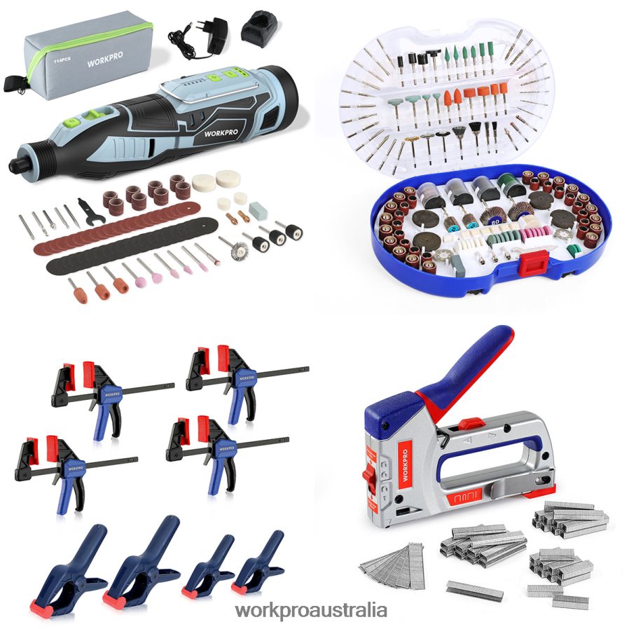 WORKPRO 12V Cordless Rotary Tool Kit  276-piece Rotary Tool Accessories Kit  8-Piece Clamp Set  4-in-1 Staple Gun Kit D4R0VT317 Tool Morden