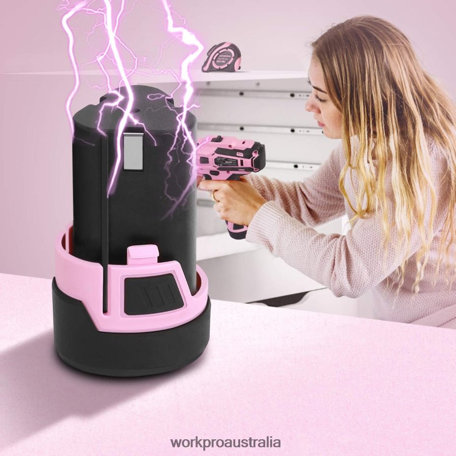 WORKPRO 12V Lithium-ion Replacement Battery for 12V Cordless Drill Driver D4R0VT223 Tool Pink