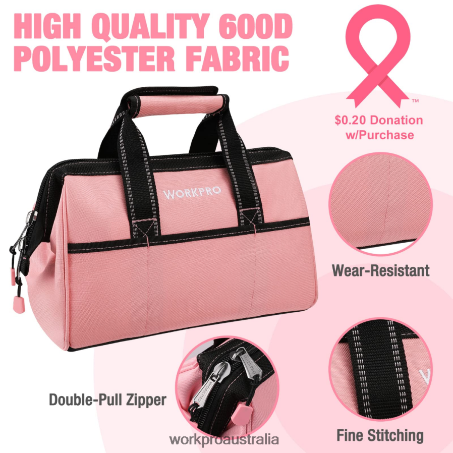 WORKPRO 13-Inch Tool Bag Soft Cloth Tool Storage Bags D4R0VT29 Storage Pink