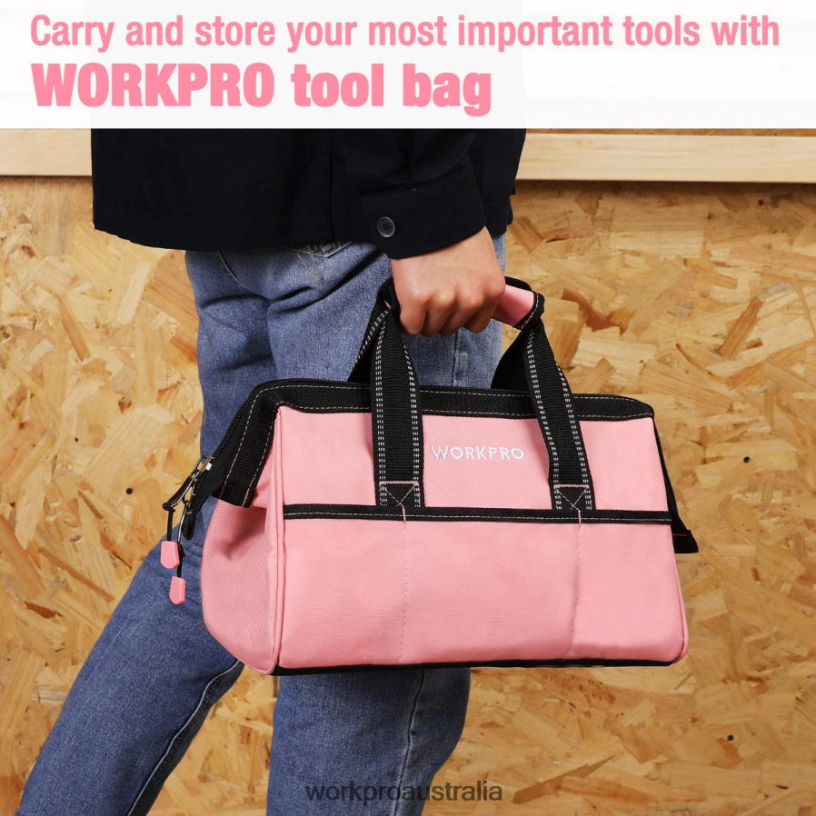WORKPRO 13-Inch Tool Bag Soft Cloth Tool Storage Bags D4R0VT29 Storage Pink
