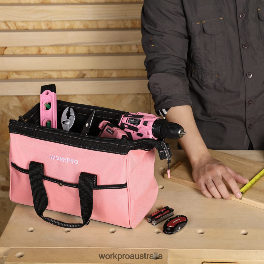 WORKPRO 13-Inch Tool Bag Soft Cloth Tool Storage Bags D4R0VT29 Storage Pink