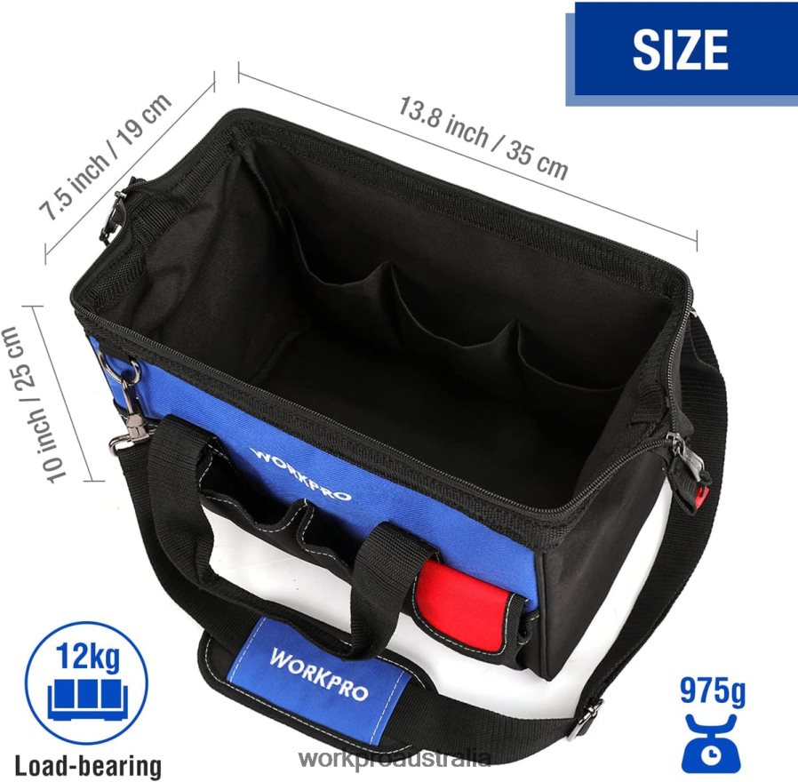 WORKPRO 14-inch Tool Bag Multi-pocket Tool Organizer with Adjustable Shoulder Strap D4R0VT31 Storage Useful