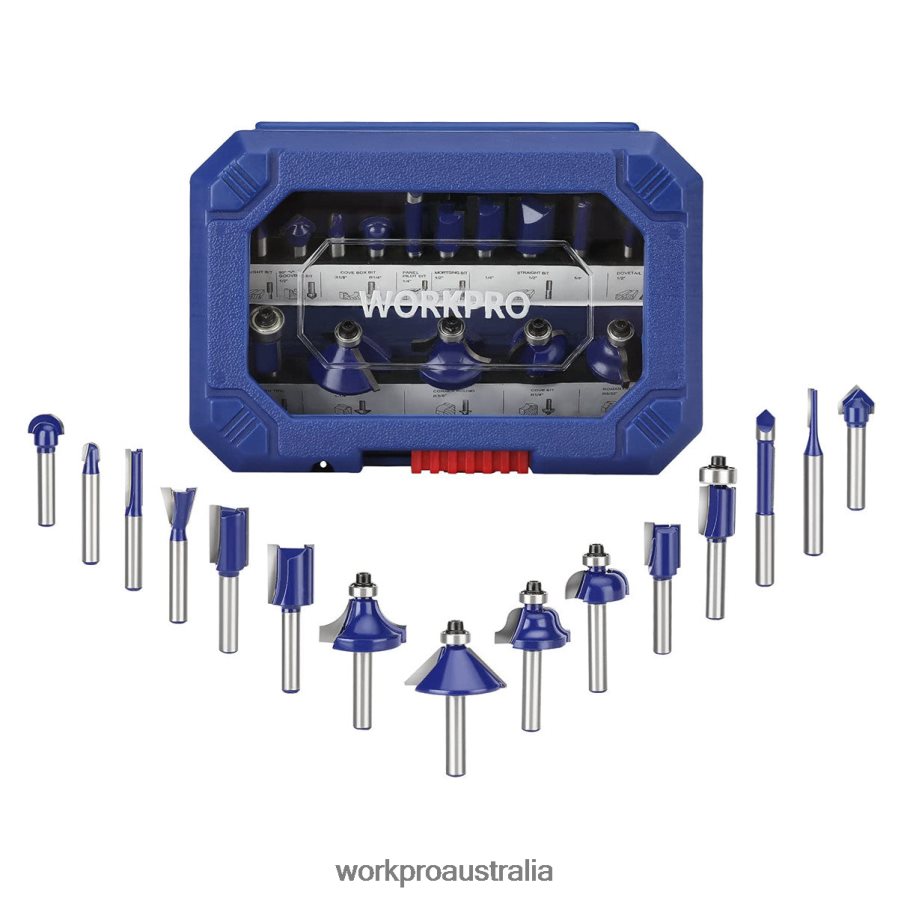 WORKPRO 15 Pcs Router Bits Set 1/4-Inch Shank Tungsten Carbide Router Bits D4R0VT130 Tool Morden