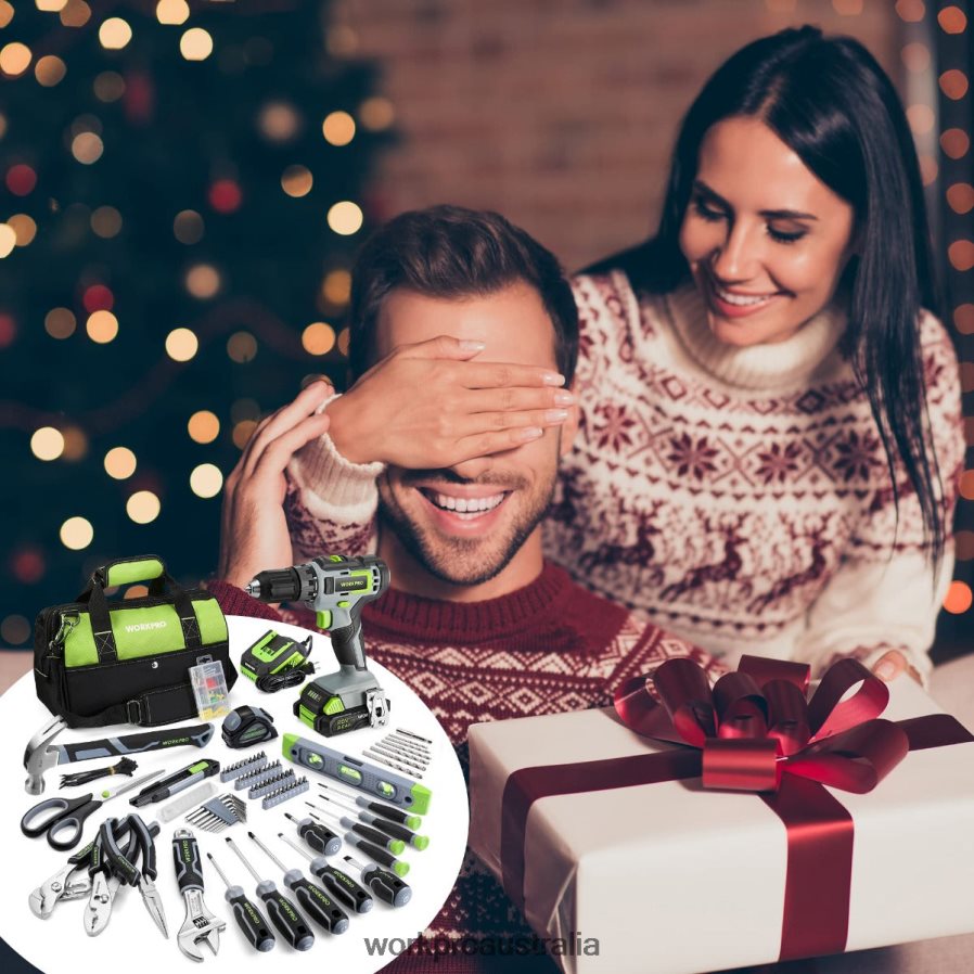 WORKPRO 157-Piece Cordless Drill Combo Kit with 20V Cordless Lithium-ion D4R0VT259 Tool Pink/Grey