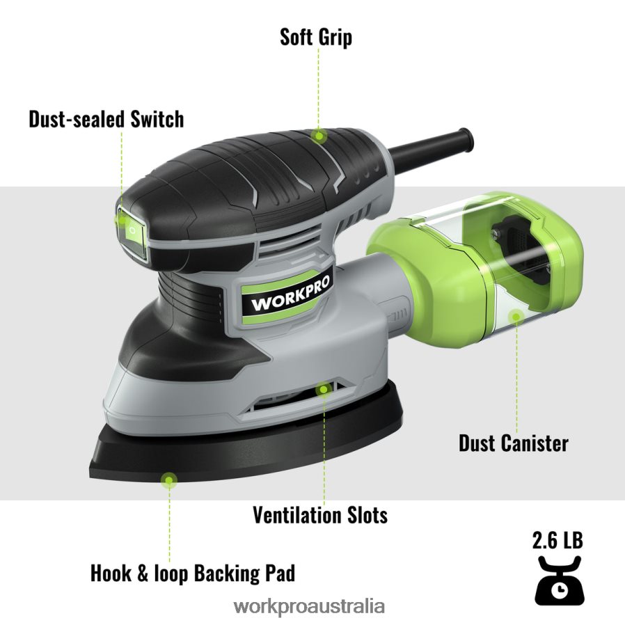WORKPRO 16 Amp Detail Sander 13000 OPM Compact Electric Sander with Dust Collector D4R0VT239 Tool Helpful