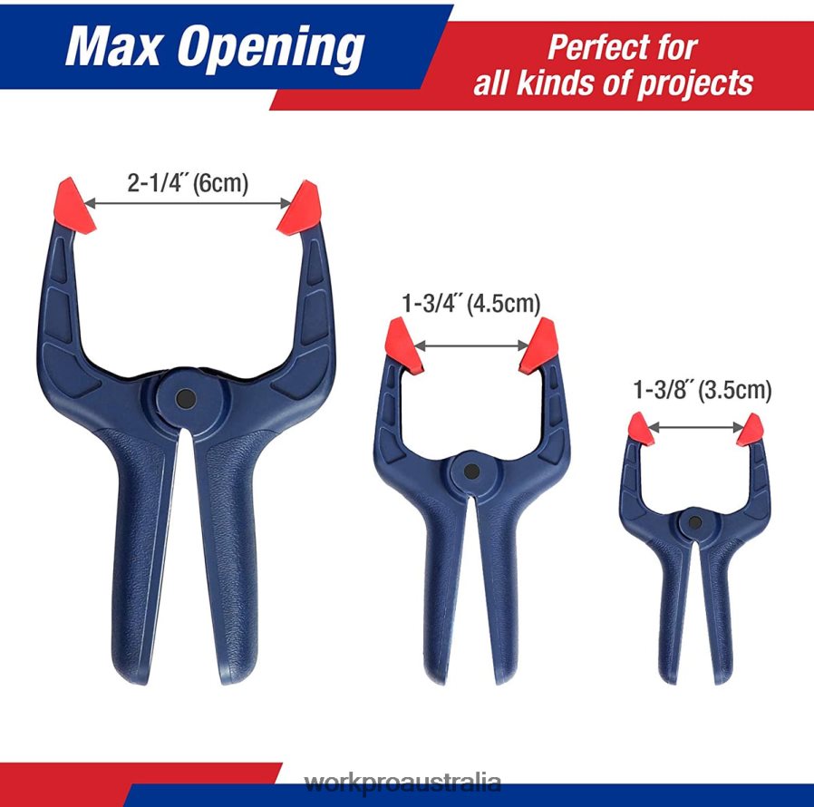 WORKPRO 16 Pcs Nylon Spring Clamp Set for Woodworking Photography Studios and DIY Works D4R0VT119 Tool Blue