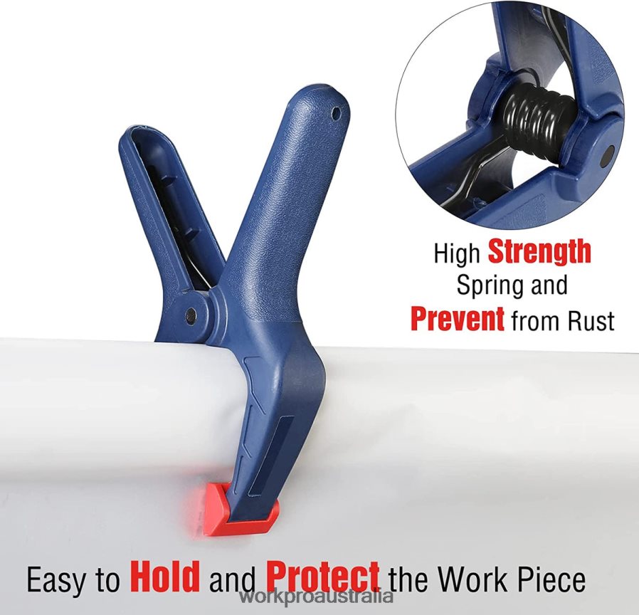 WORKPRO 16 Pcs Nylon Spring Clamp Set for Woodworking Photography Studios and DIY Works D4R0VT119 Tool Blue