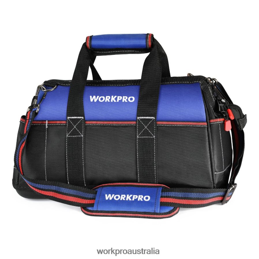 WORKPRO 16-inch Wide Mouth Tool Bag Heavy Duty Cloth Tool Storage Bag with Water Proof Molded Base Adjustable Shoulder Strap D4R0VT24 Storage Helpful