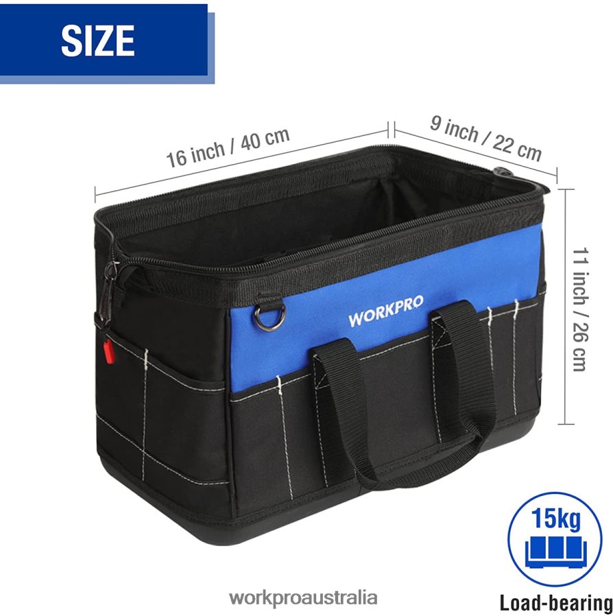 WORKPRO 16-inch Wide Mouth Tool Bag with Water Proof Molded Base D4R0VT34 Storage Useful