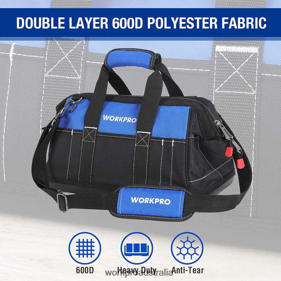 WORKPRO 16-inch Wide Mouth Tool Bag with Water Proof Molded Base D4R0VT34 Storage Useful