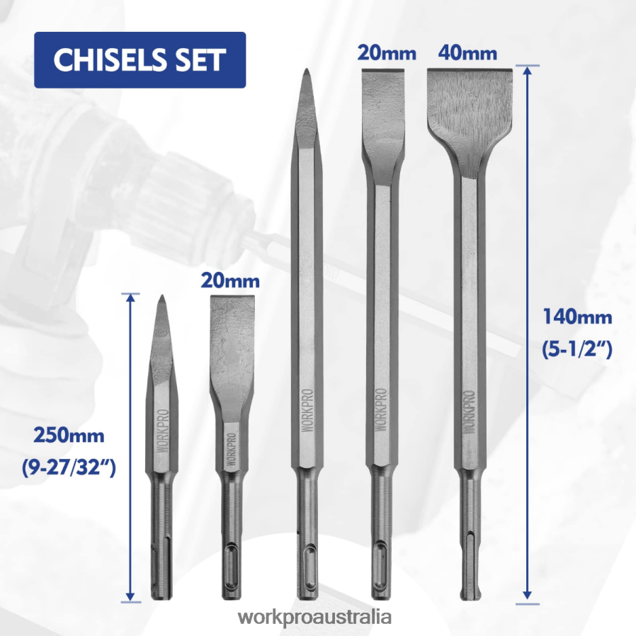 WORKPRO 17 Pcs SDS-Plus Rotary Hammer Drill Bits and Chisel Set D4R0VT199 Tool Helpful