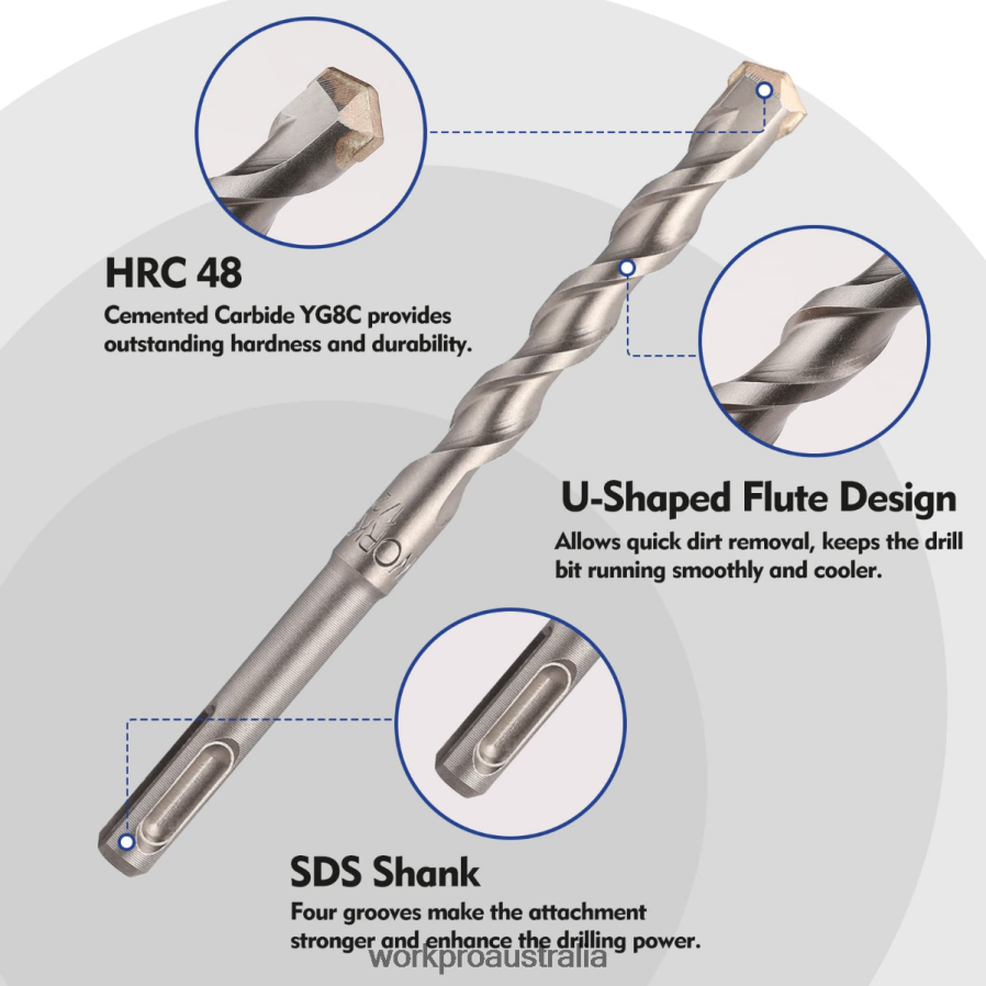 WORKPRO 17 Pcs SDS-Plus Rotary Hammer Drill Bits and Chisel Set D4R0VT199 Tool Helpful