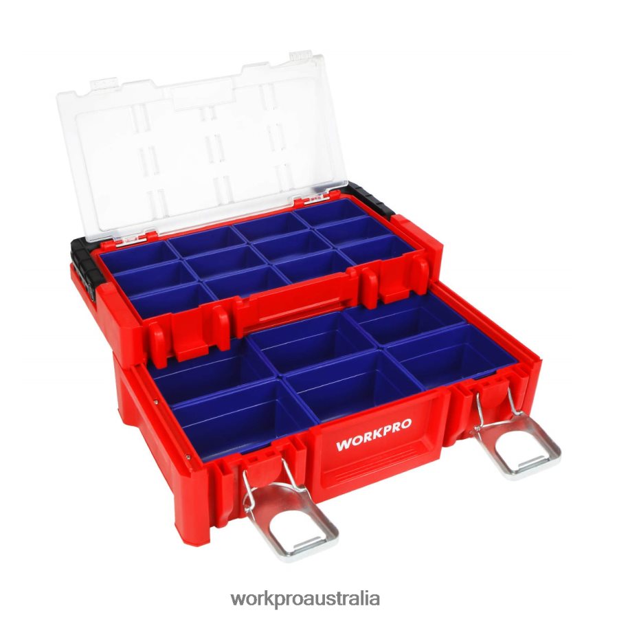WORKPRO 17-inch Plastic Tool Box Storage Box with Locking Lid and Stainless Steel Handle D4R0VT25 Storage Red