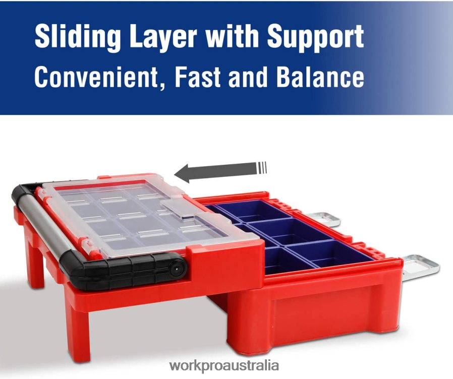 WORKPRO 17-inch Plastic Tool Box Storage Box with Locking Lid and Stainless Steel Handle D4R0VT25 Storage Red