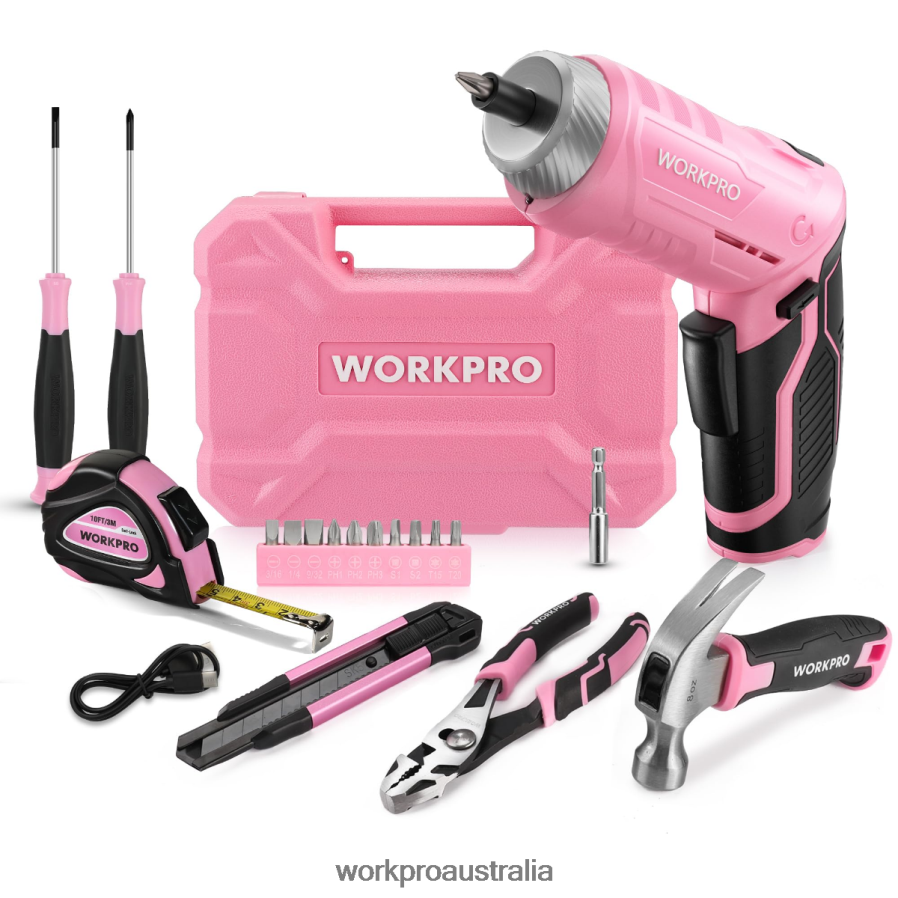 WORKPRO 18 Pcs General Home Tool Kit D4R0VT102 Tool Pink/Blue