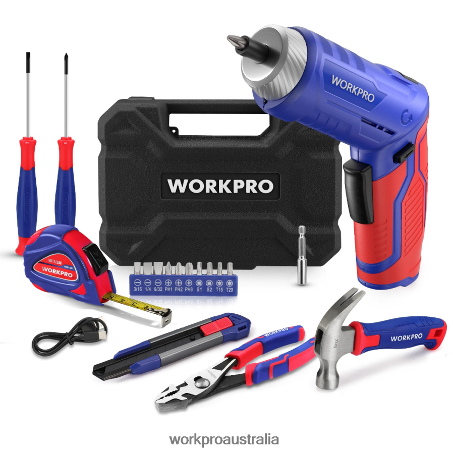 WORKPRO 18 Pcs General Home Tool Kit D4R0VT102 Tool Pink/Blue