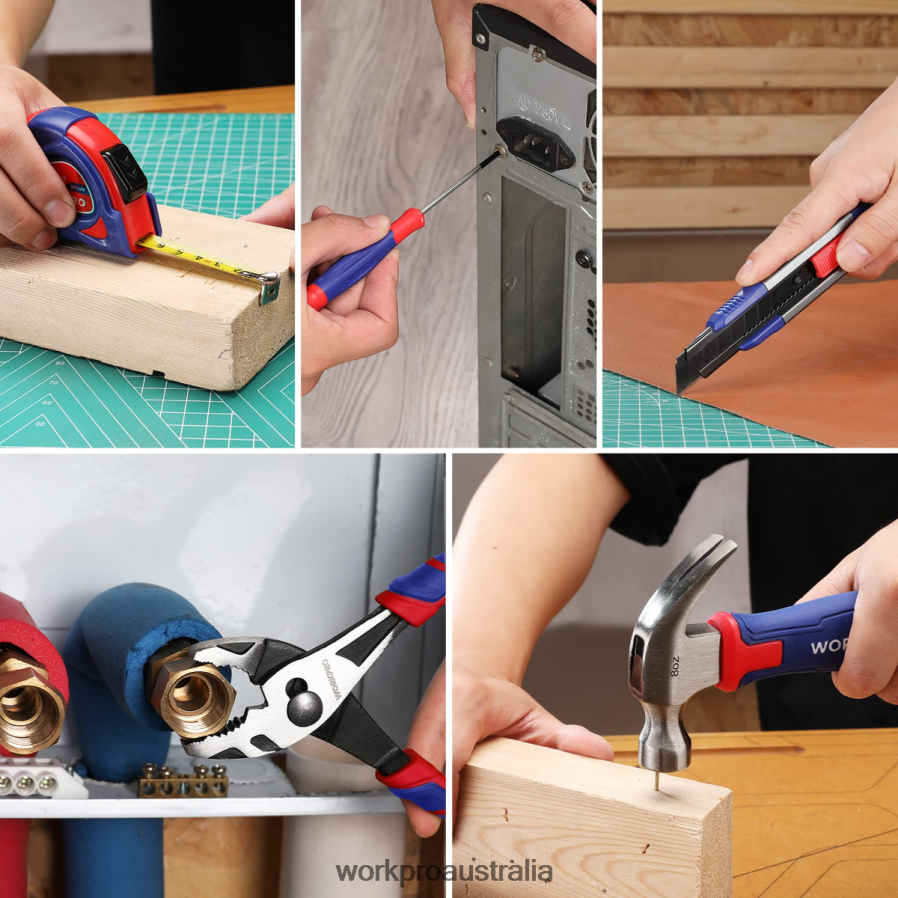 WORKPRO 18 Pcs General Home Tool Kit D4R0VT102 Tool Pink/Blue